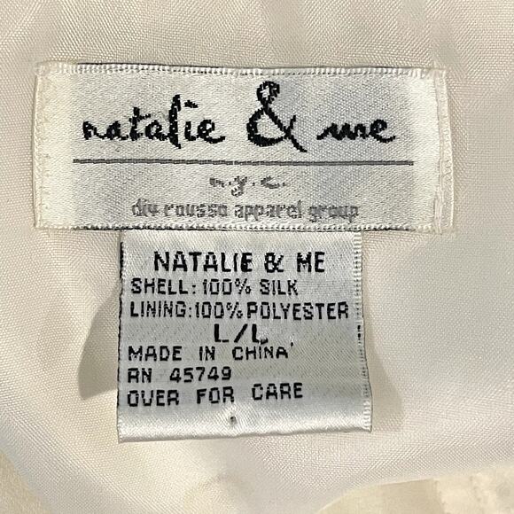 Vtg 80s Floral Silk Bomber Jacket Cream Gold Metallic Coat Size Large Lily - Picture 6 of 9